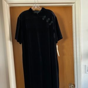 Black velour evening dress
